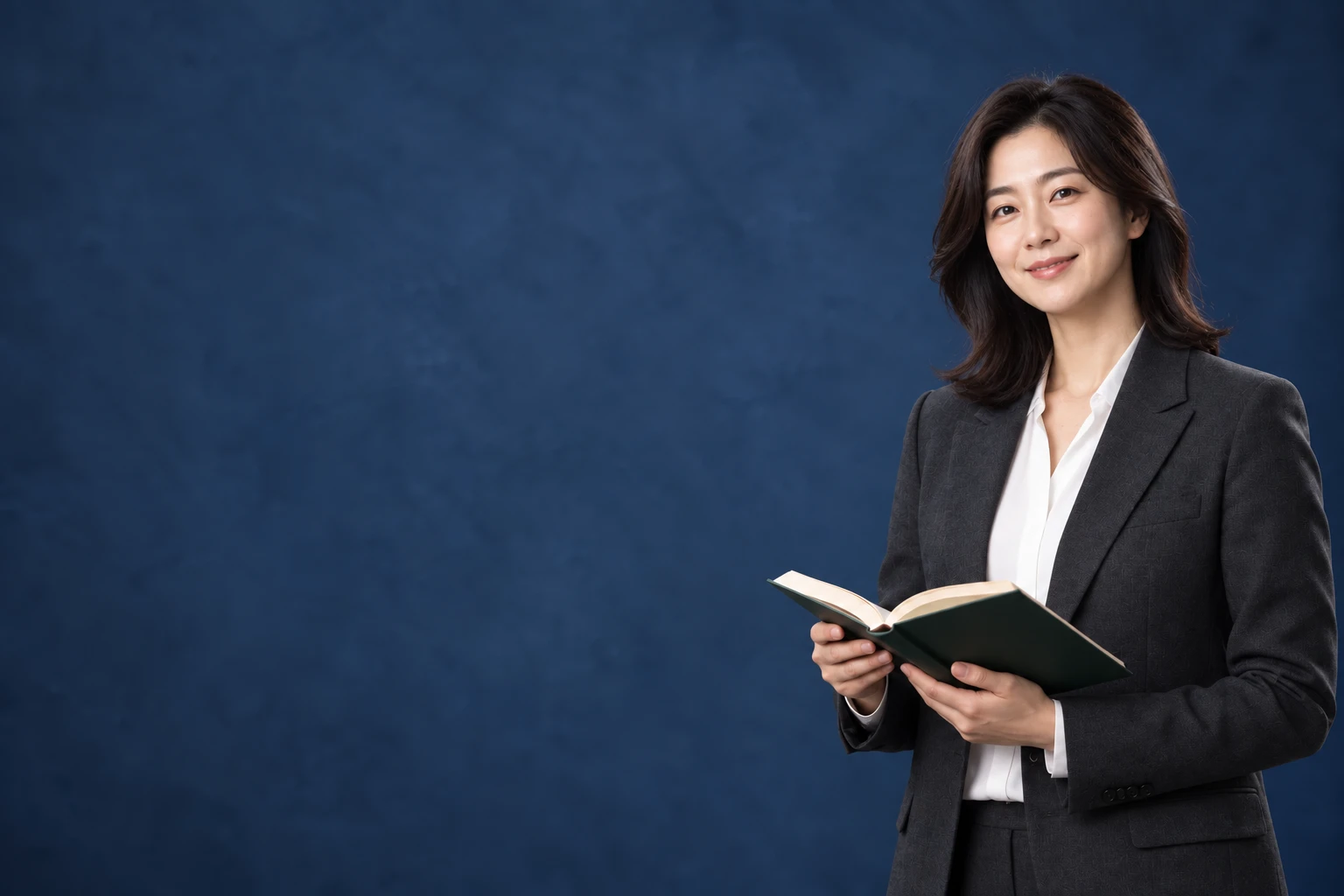 책을 든 여선생님의 모습을 표현한 AI 생성 이미지